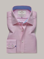 Hawes & Curtis Slim Pink 100% Cotton Non-Iron Dogtooth Shirt With Contrast Detail - Image 1 of 3