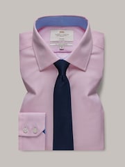 Hawes & Curtis Slim Pink 100% Cotton Non-Iron Dogtooth Shirt With Contrast Detail - Image 2 of 3