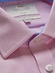 Hawes & Curtis Slim Pink 100% Cotton Non-Iron Dogtooth Shirt With Contrast Detail - Image 3 of 3