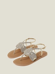 Accessorize Brown/Gold Sparkle Circle Sandals - Image 2 of 4