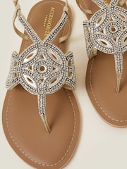 Accessorize Brown/Gold Sparkle Circle Sandals - Image 4 of 4