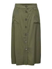 JDY Green Button Front Utility Cargo Midi Skirt - Image 4 of 5