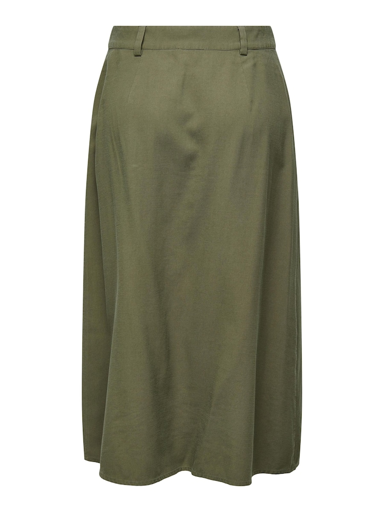 JDY Green Button Front Utility Cargo Midi Skirt - Image 5 of 5