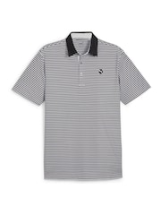 Puma Black Pure Stripe Golf Mens Polo Shirt - Image 1 of 2