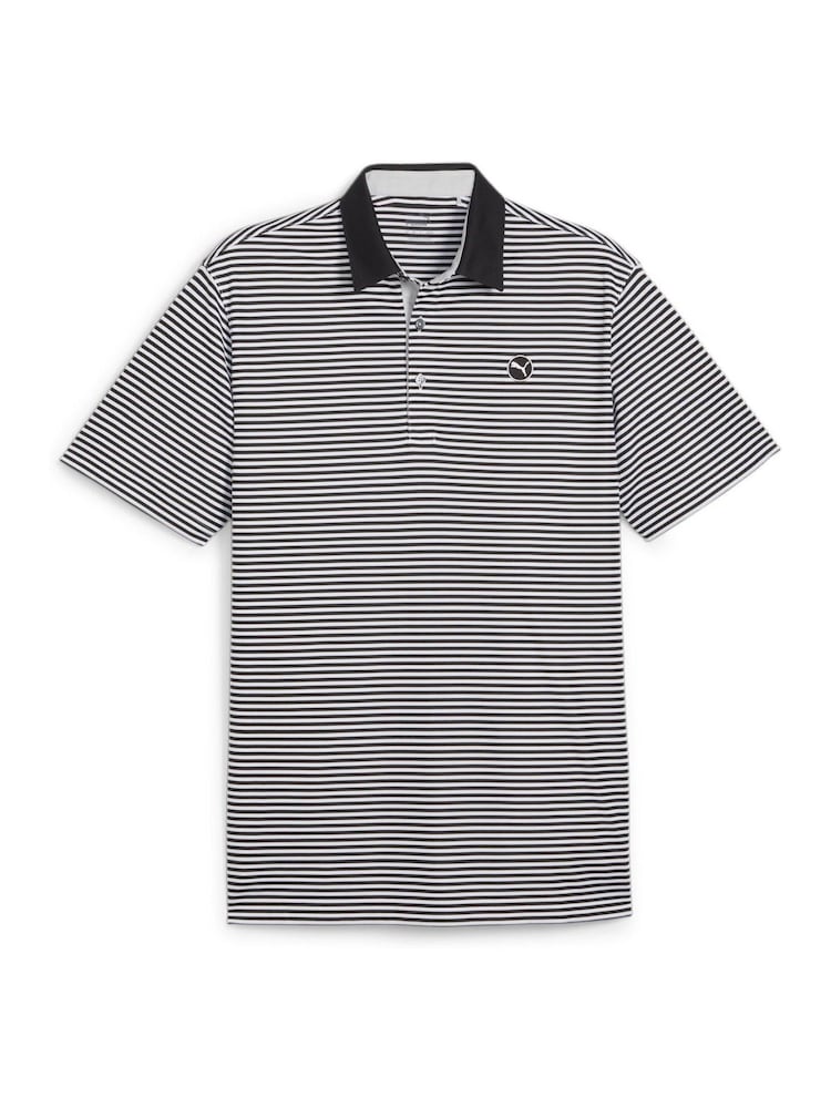 Puma Black Pure Stripe Golf Mens Polo Shirt - Image 1 of 2