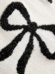 White and Black Tinsel Bow Knitted Christmas Jumper - Image 7 of 9