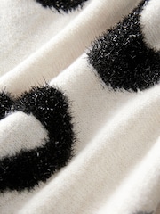 White and Black Tinsel Bow Knitted Christmas Jumper - Image 9 of 9