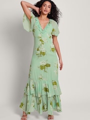 Monsoon Green Rowena Ruffle Dress - Image 1 of 4