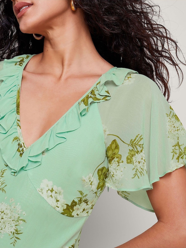 Monsoon Green Rowena Ruffle Dress - Image 4 of 4