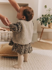 Leopard Print Faux Fur Gilet, Dress & Tights Set (0mths-2yrs) - Image 2 of 12