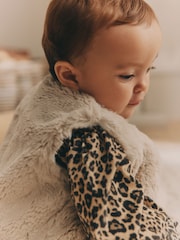 Leopard Print Faux Fur Gilet, Dress & Tights Set (0mths-2yrs) - Image 3 of 12
