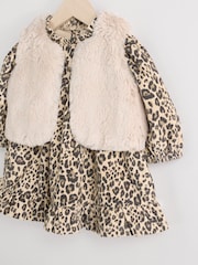 Leopard Print Faux Fur Gilet, Dress & Tights Set (0mths-2yrs) - Image 8 of 12
