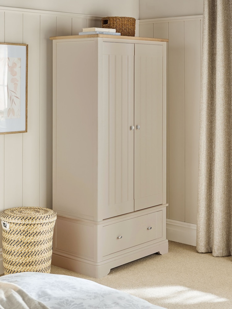 Stone Hampton Painted Oak Slim Double, 1 Drawer Wardrobe - Image 1 of 8
