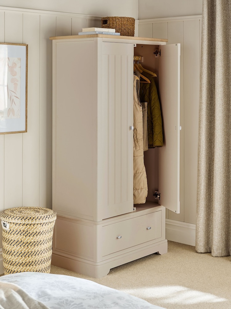 Stone Hampton Painted Oak Slim Double, 1 Drawer Wardrobe - Image 2 of 8