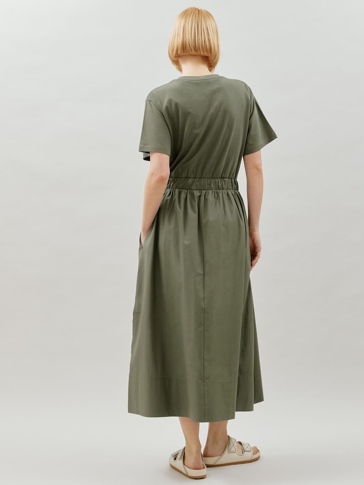 Albaray Green Woven Mix T-Shirt Dress - Image 2 of 6 Albaray Green Woven Mix T-Shirt Dress - Image 2 of 6