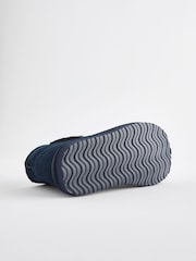 Navy Blue Suede Warm Lined Ankle Slipper Boots - Image 3 of 5