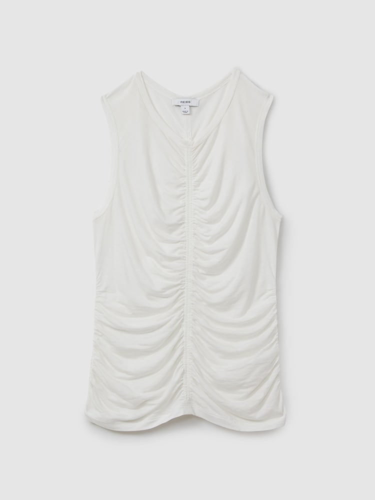 Reiss Cream Simone Lyocell-Wool Ruched Vest - Image 2 of 5