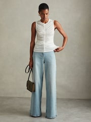 Reiss Cream Simone Lyocell-Wool Ruched Vest - Image 3 of 5