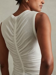 Reiss Cream Simone Lyocell-Wool Ruched Vest - Image 4 of 5