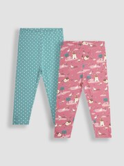 JoJo Maman Bébé Pink Homestead Friends 2-Pack Autumn Ditsy Floral Leggings - Image 1 of 8