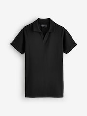Tailored Athlete Black Muscle Fit Jersey Buttonless Polo Shirt - Image 1 of 2