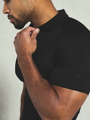 Tailored Athlete Black Muscle Fit Jersey Buttonless Polo Shirt - Image 3 of 5