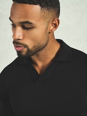 Tailored Athlete Black Muscle Fit Jersey Buttonless Polo Shirt - Image 4 of 5