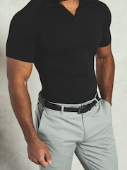 Tailored Athlete Black Muscle Fit Jersey Buttonless Polo Shirt - Image 5 of 5