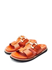 Moda in Pelle Olette Snaffle Trim H Band Footbed Sandals - Image 2 of 4