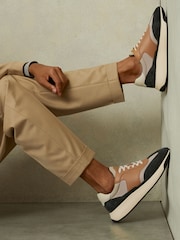 Reiss Green/Camel Emmett Leather Suede Running Trainers - Image 2 of 5