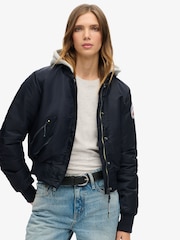 Superdry Blue Hooded Bomber Jacket - Image 3 of 4