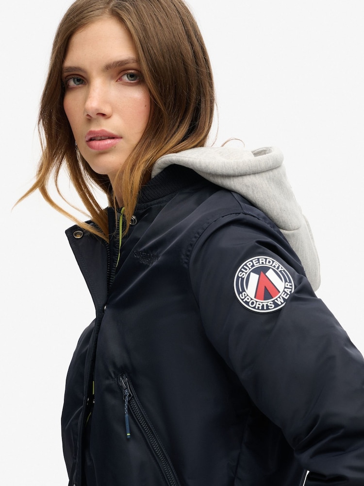 Superdry Blue Hooded Bomber Jacket - Image 4 of 4