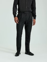 Black Tonal Jacquard Tuxedo Trousers - Image 1 of 10