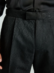 Black Tonal Jacquard Tuxedo Trousers - Image 4 of 10