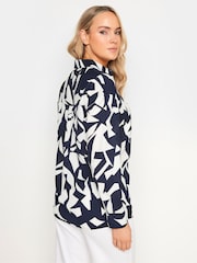 Long Tall Sally Navy Blue Abstract Print Long Sleeve Shirt - Image 1 of 5