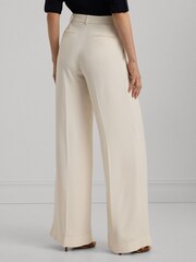 Cream - Lauren Ralph Lauren Kirahn Hose mit weitem Bein aus Georgette, Marineblau - Bild 4 von 9