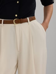 Cream - Lauren Ralph Lauren Kirahn Hose mit weitem Bein aus Georgette, Marineblau - Bild 5 von 9