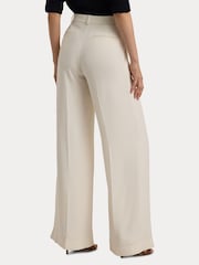 Cream - Lauren Ralph Lauren Kirahn Hose mit weitem Bein aus Georgette, Marineblau - Bild 6 von 9