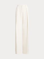 Cream - Lauren Ralph Lauren Kirahn Hose mit weitem Bein aus Georgette, Marineblau - Bild 9 von 9