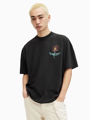 AllSaints Black Crayo Short Sleeve Crew T-Shirt - Image 1 of 6