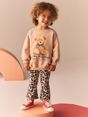 Brown Teddy Sweatshirt and Flare Leggings Set (3mths-7yrs) - Image 1 of 7