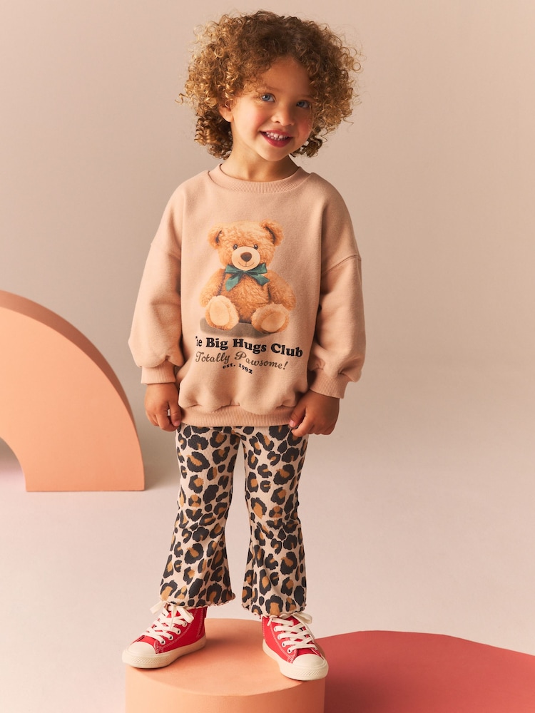 Brown Teddy Sweatshirt and Flare Leggings Set (3mths-7yrs) - Image 1 of 7