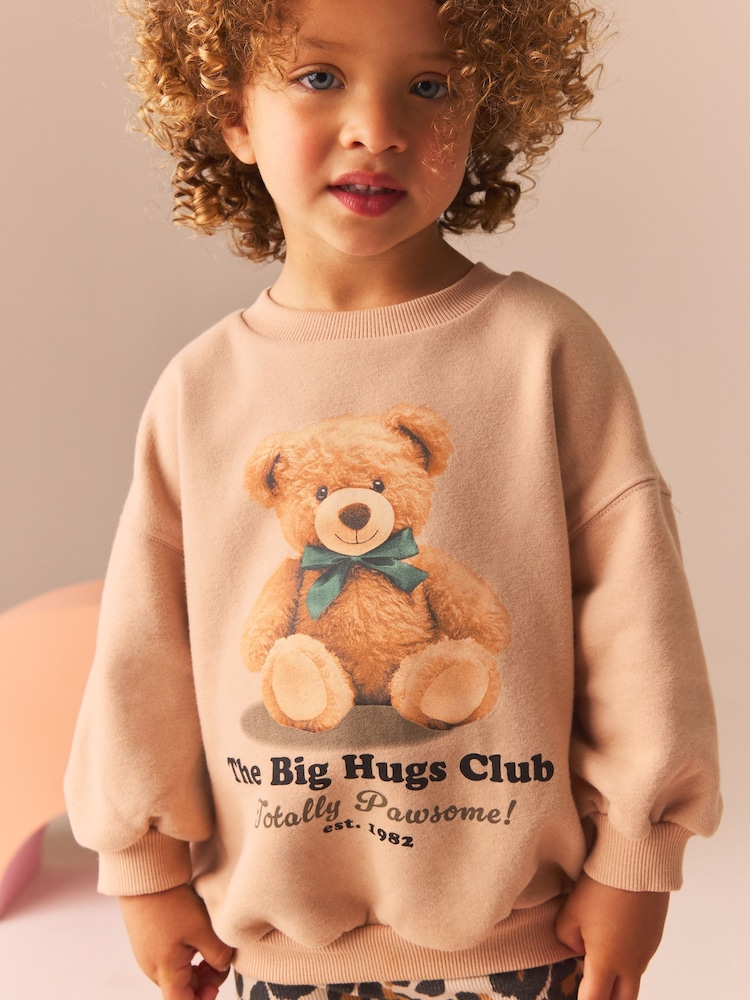 Brown Teddy Sweatshirt and Flare Leggings Set (3mths-7yrs) - Image 4 of 7