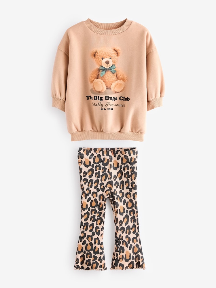Brown Teddy Sweatshirt and Flare Leggings Set (3mths-7yrs) - Image 5 of 7