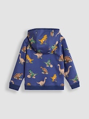 JoJo Maman Bébé Indigo Blue Dinosaur Appliqué Reversible Hoodie - Image 5 of 8