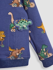 JoJo Maman Bébé Indigo Blue Dinosaur Appliqué Reversible Hoodie - Image 6 of 8