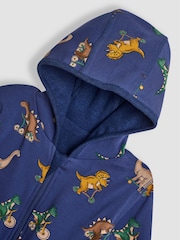 JoJo Maman Bébé Indigo Blue Dinosaur Appliqué Reversible Hoodie - Image 8 of 8