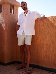 Threadbare White Textured Revere Collar Short Sleeve Shirt - Image 1 of 4