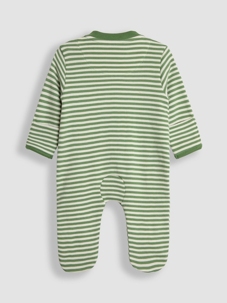 JoJo Maman Bébé Green Highland Cow Applique Zip Sleepsuit - Image 2 of 3
