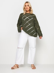 Yours Curve Green Ladder Stitch Jumper - Image 2 of 6